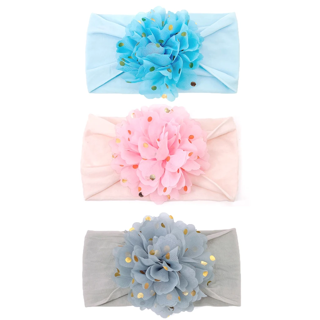 

3Pcs/Set Cute Broadside Flower Headband for Kids Girls Elastic Hair Band Baby Hairband Boutique Turban Headwear Hair Accessories