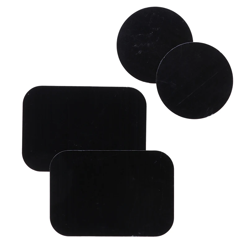 

Black Metal Universal Plate Disk Iron Sheet For Iphone Samsung 2 Round +2 Square Magnet Magnetic Car Mobile Phone Stand Holder