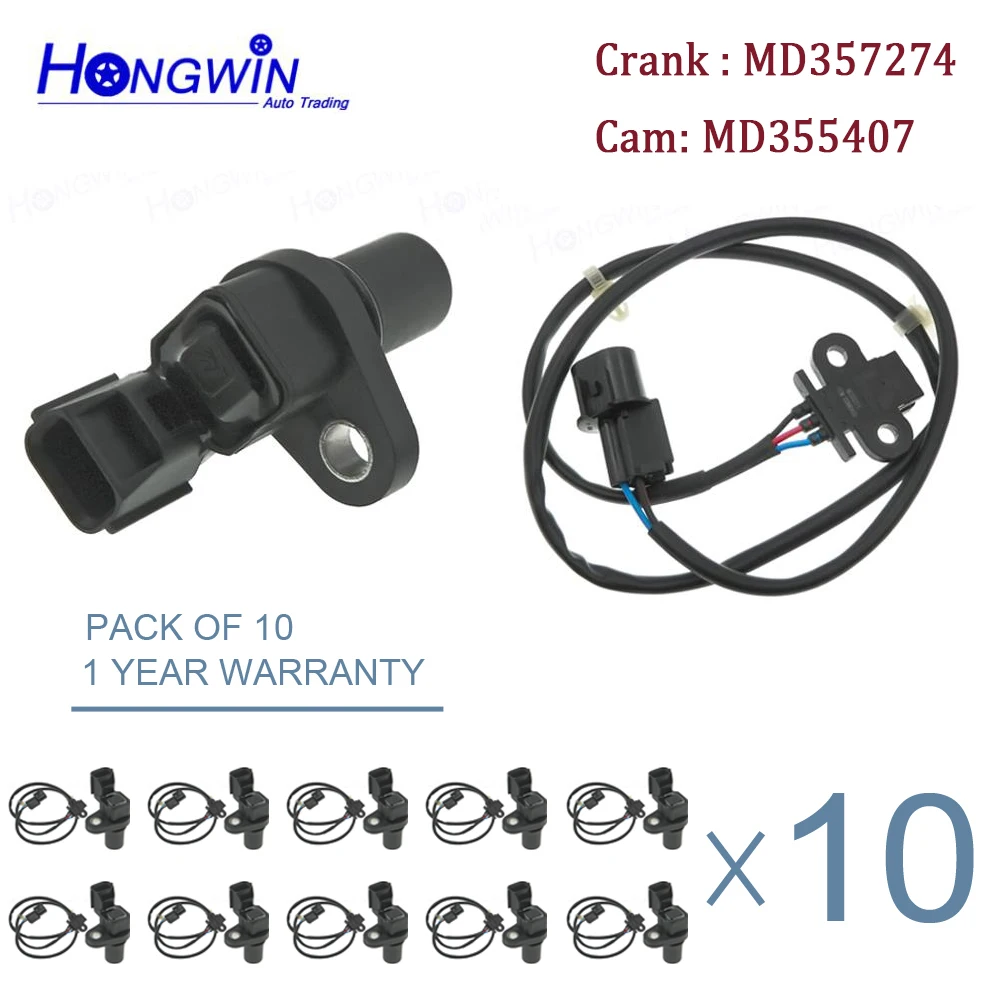 

10SET Camshaft / Crankshaft Position Sensor Fits Mitsubishi Montero 2001 2002 2003 2004 2005 2006 3.5L 3.8L V6 MD357274 MD355407
