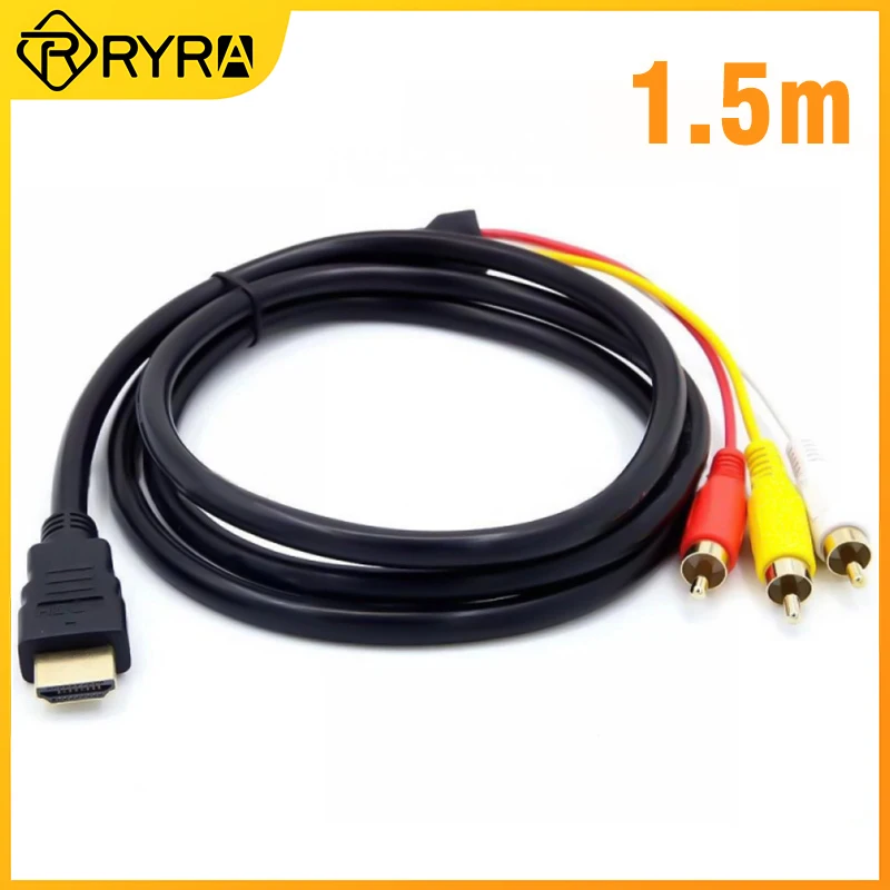 

RYRA HDMI-совместимый с 3RCA Scart адаптер два в одном композитный к HDMI-адаптеру кабель 1,5 м подходит для HD-плеера к телевизору