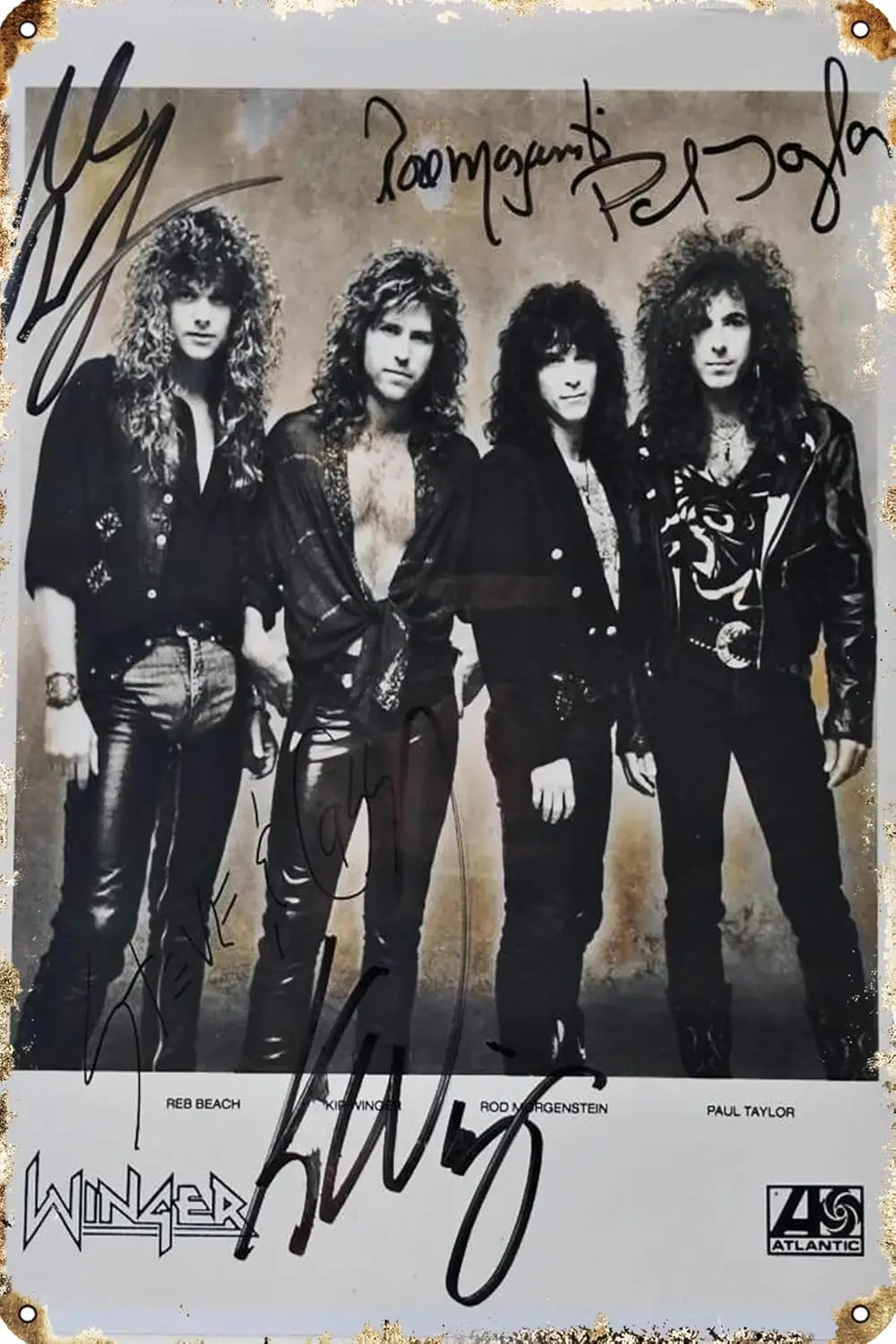 Плакат с подписью Winger Band Photo X4 Kip Ретро Металлическая жестяная вывеска 12 X 8 дюймов