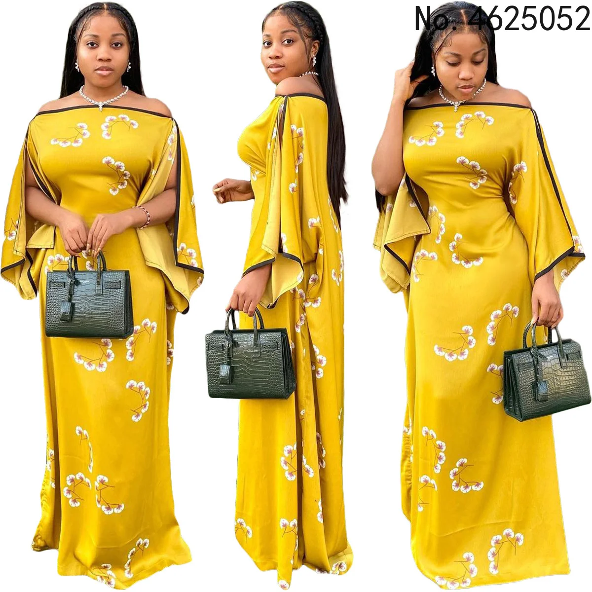 

Летнее Длинное Платье макси с цветочным принтом, повседневные платья, Синие сексуальные с открытыми плечами, новинка 2022, желтое платье для о...