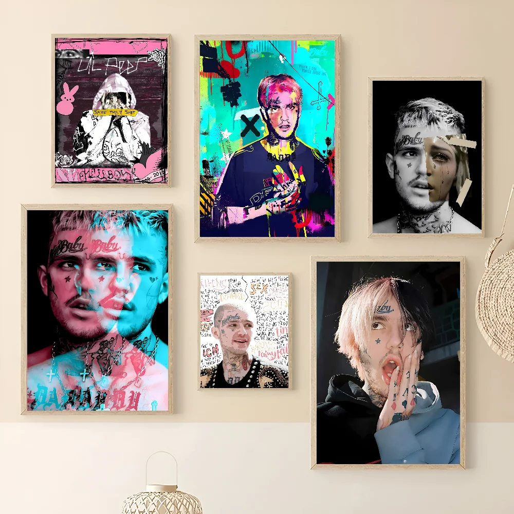Hip Hop Rapper Lil Peep DIY Sticky Poster Whitepaper Prints Posters Artwork Vintage Decorative Painting