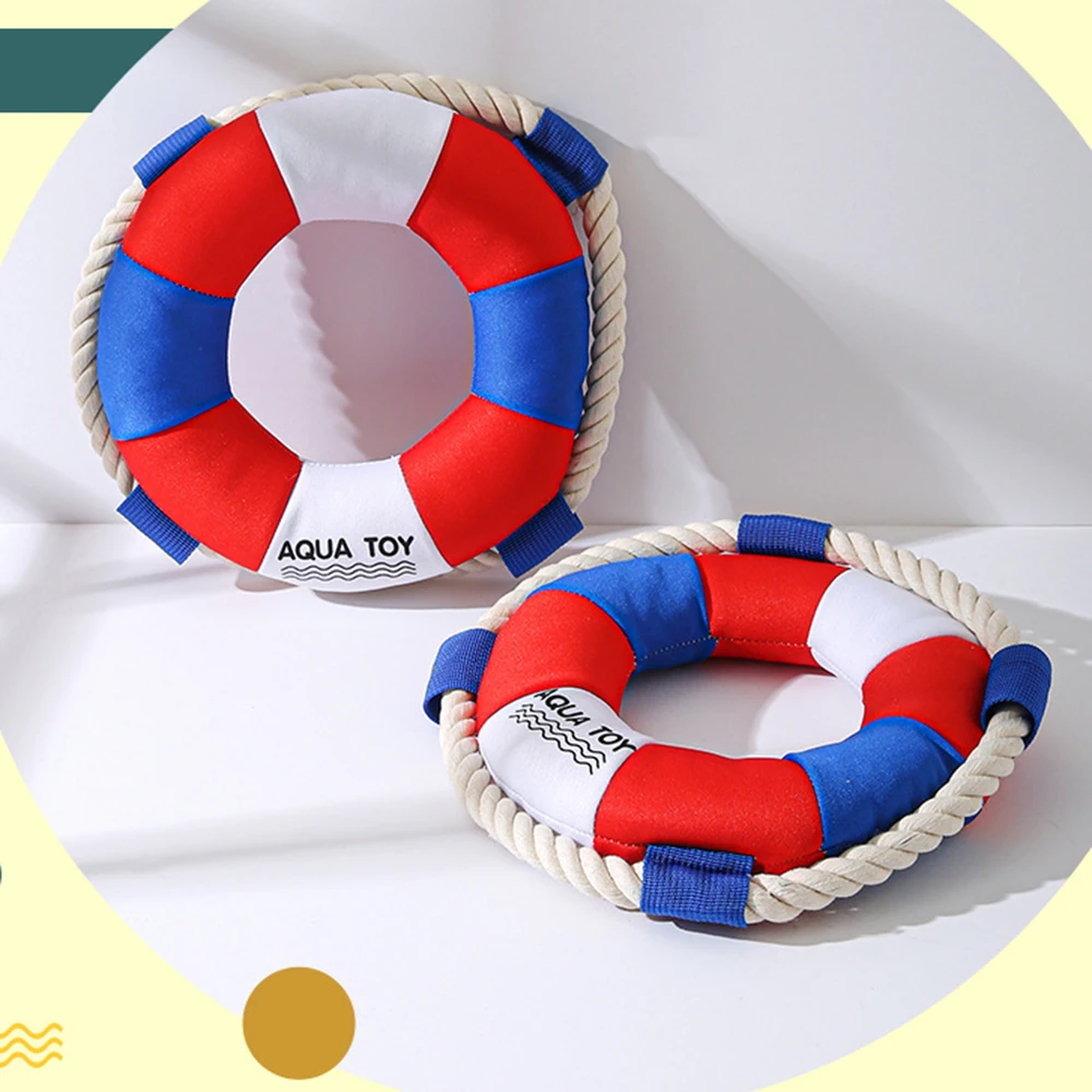 

Плавательное кольцо для собак, Интерактивная тренировочная игрушка со звуком, устойчивая к укусам хлопковая веревка, французская Боевая собака