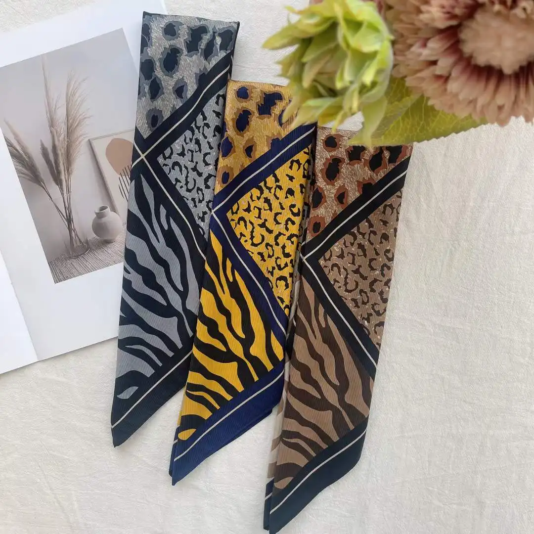 

Fashion Neckerchief Scarf For Ladies Leopard Print Hijab Neck Scarves Female 53*53CM Square Hairband Small Bag Scarfs for Women