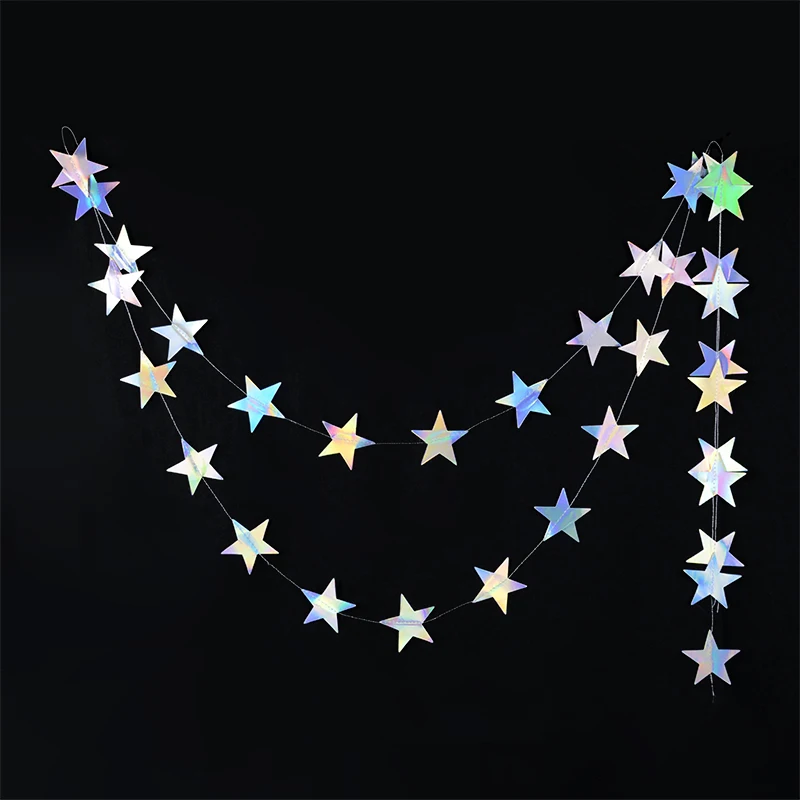 

Лазерное зеркало, бумажная гирлянда в горошек со звездами для свадьбы, детей, первая русалка, украшение для дня рождения, детский душ, Рождественский подвесной баннер