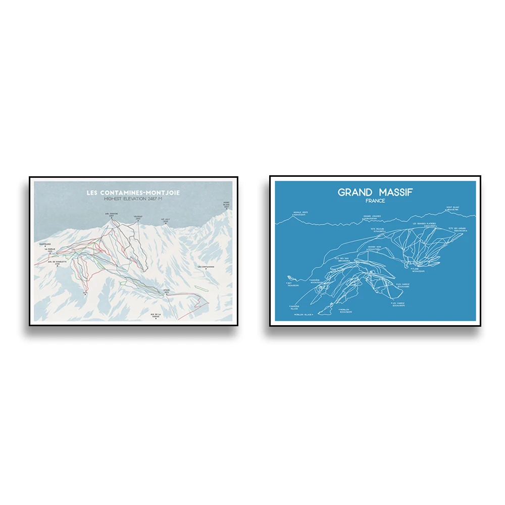 Франция. Вальманер. Альпы. Большой массив. Мерибель. Лыжная карта Морзена.