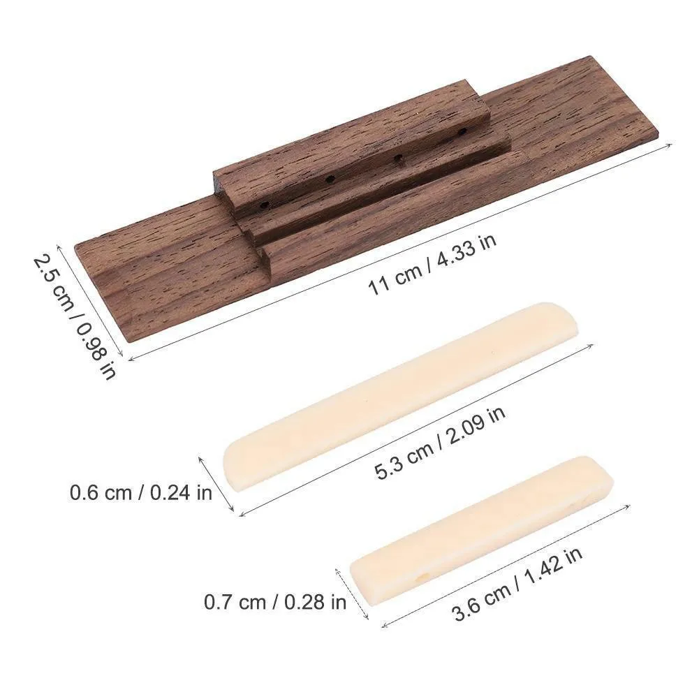 

3pcs Ukulele Universal Piano Code Rosewood Bridge & Nut Saddle Slotted Lower Upper Pillow For Guitar Bass Parts Accessories