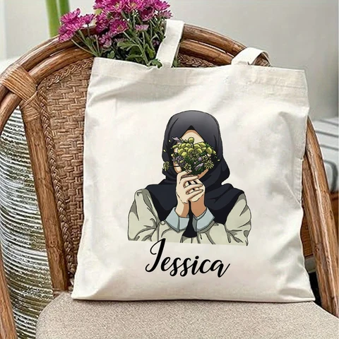 Женская холщовая сумка-тоут с принтом в ассортименте