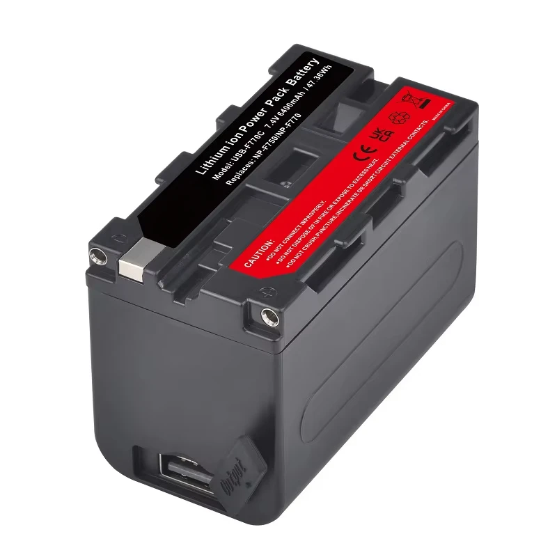 Аккумулятор 6400 мАч NP-F750 F770 со светодиодным индикатором зарядки USB для Sony NP-F770 QM91D