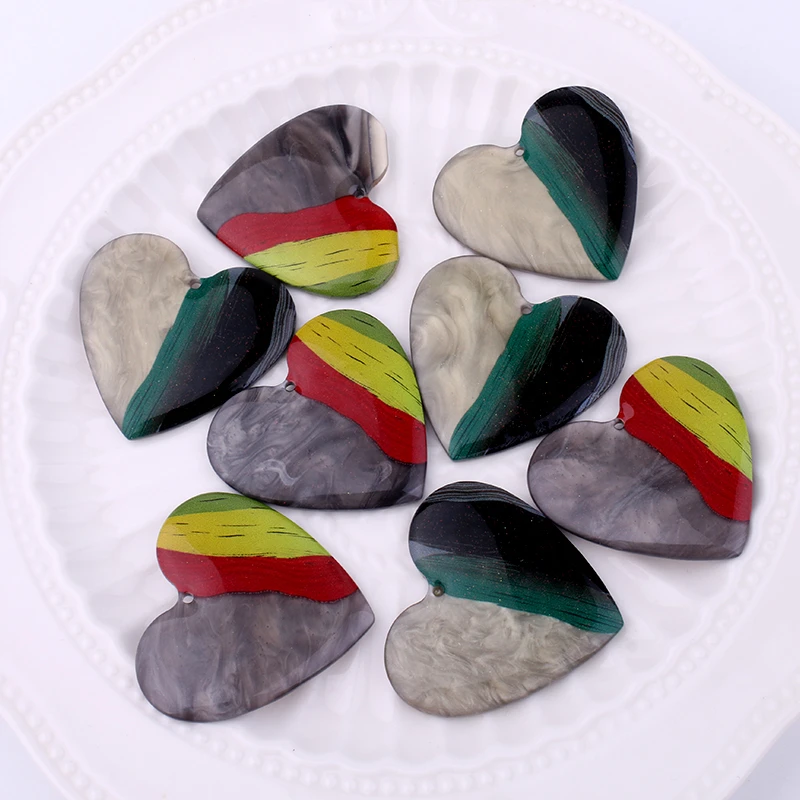 10 шт. 48x45 мм большой кулон в форме сердца для серьги ожерелья брелоков из смолы строительные материалы для изготовления ювелирных изделий на день рождения DIY