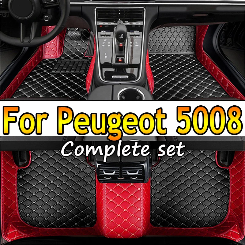 

Car Floor Mats For Peugeot 5008 P87 2017~2022 Auto Luxury Leather Mat Carpets Durable Pad Rugs Interior Parts Car Accessories