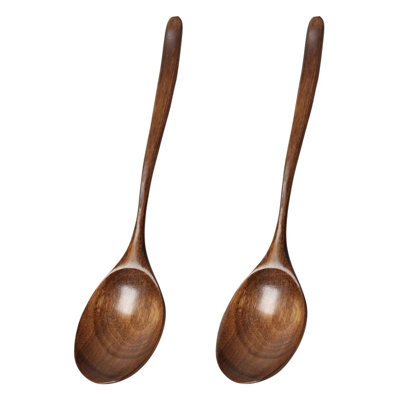 

Vintage Chinese Style Handcrafted Wooden Soup Spoon Set Of 2, For Dinner, Salad Desserts, Snacks, Rice, Soup, Fruit