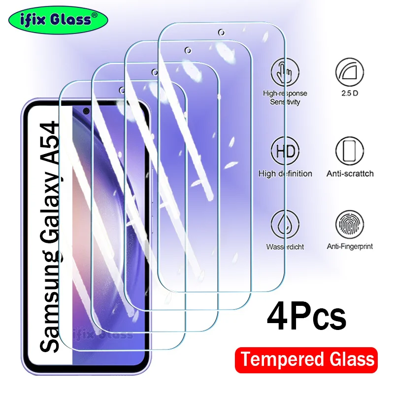 

4Pcs Tempered Glass For Samsung Galaxy A54 A53 A52 A52S A51 A50 A50S 5G Full Cover Glue Screen Protector Protective Glass Film