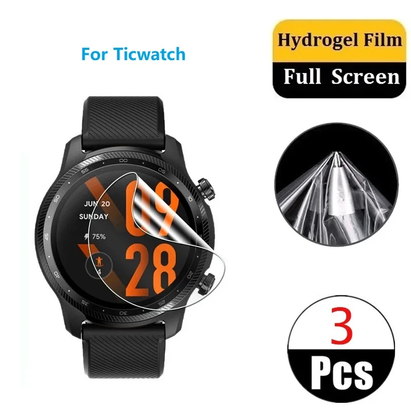 

3 Pcs Full Cover Hydrogel Soft Film For Ticwatch Pro 3 GPS Ultra 2020 4G Screen Protector Not Glass Full Film Accessories Foil