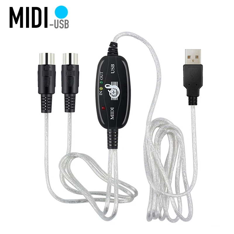 Фото Кабель-адаптер MIDI-USB (вход/выход) для электронных клавишных инструментов, 5-контактный, для передачи музыки на ПК, аксессуар для музыкальных инструментов №1