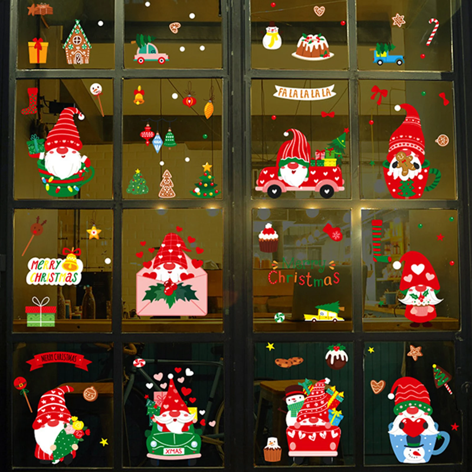 

Рождественские наклейки на окна, рождественские украшения, наклейки на Дерево Санта-Клауса для украшения окна