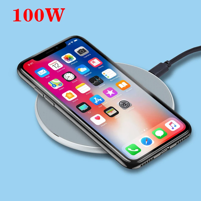

100W Wireless Charger Pad for iPhone 14 13 12 11 Pro Max X Samsung Xiaomi Phone Qi Chargers Induction Fast Charging Dock Station