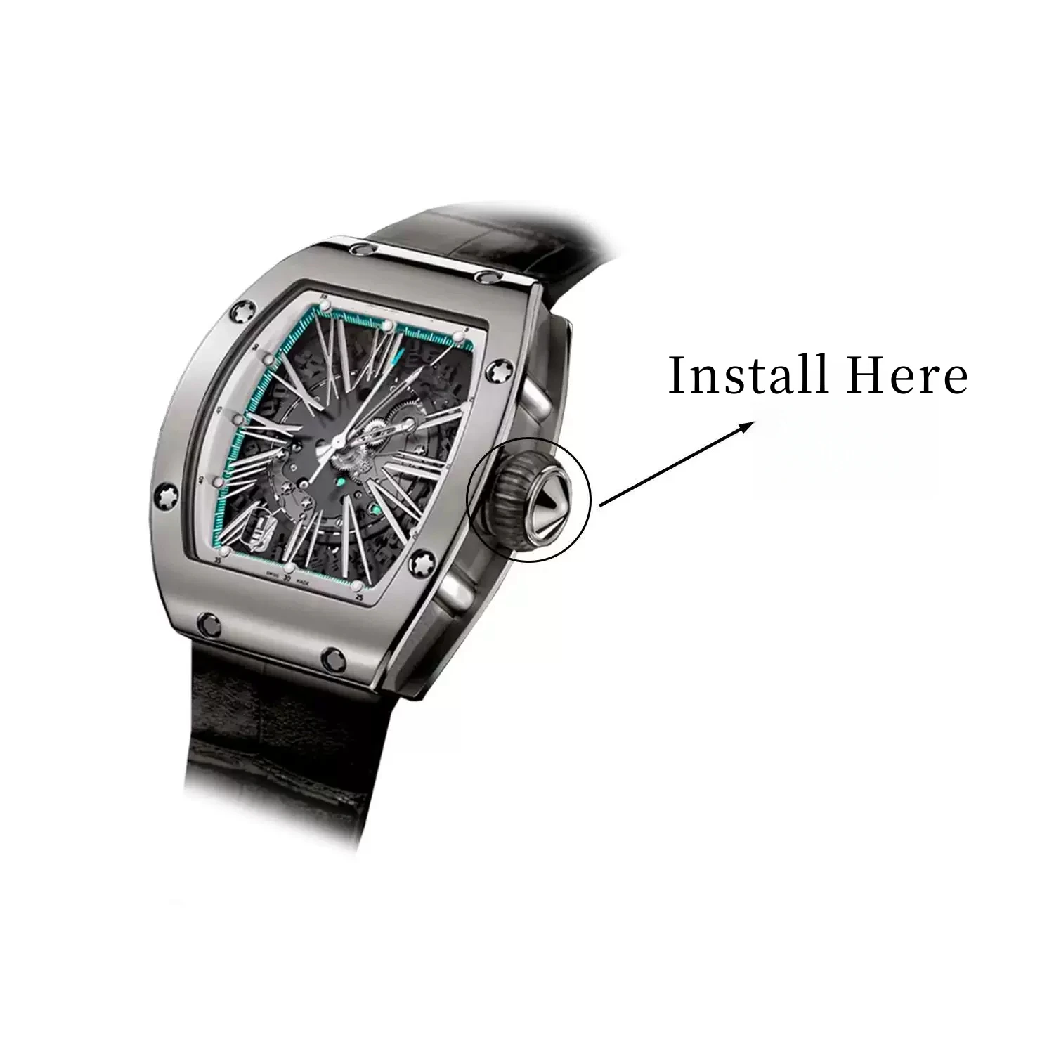 Кольцо-коронка из каучука FKM для часов Richard Mille RM010 RM011 RM023 RM030 RM035 RM055 RM37-01 RM37-02 RM005 RM059, сменный безель (art.: 3920db23e8374) - 3920db23e8374