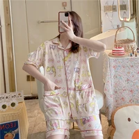 women anime pijama mujer summer short sleeve cartoon sleepwear sailor girls kawaii pajamas set leisure home clothes 2022
