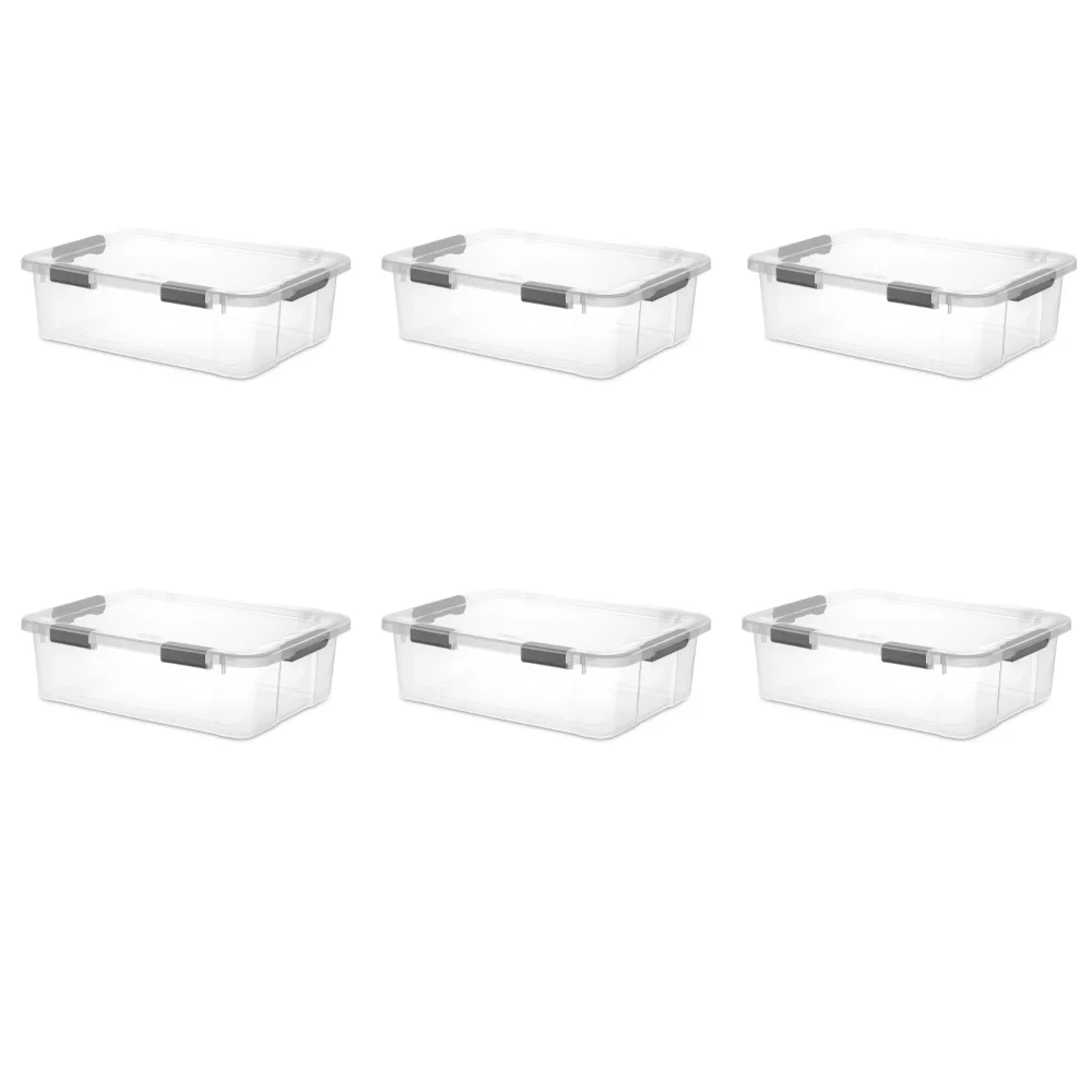 

Sterilite 40 Qt. HingeLID Storage Box Plastic, Flat Gray, Set of 6 Home Organization 24.00 X 19.25 X 7.38 Inches