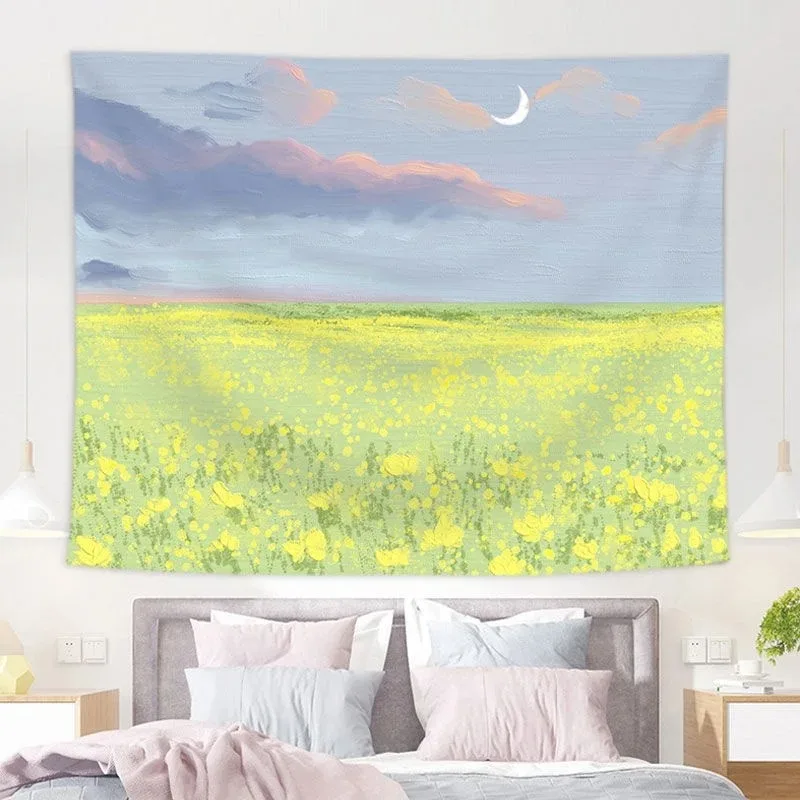 Розовое облако луна гобелен настенная ткань для спальни украшение дома гостиная