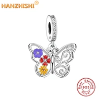 authentic 925 sterling silver mix color flower dragonfly dangle charms fit original charms bracelet necklace jewelry berloque