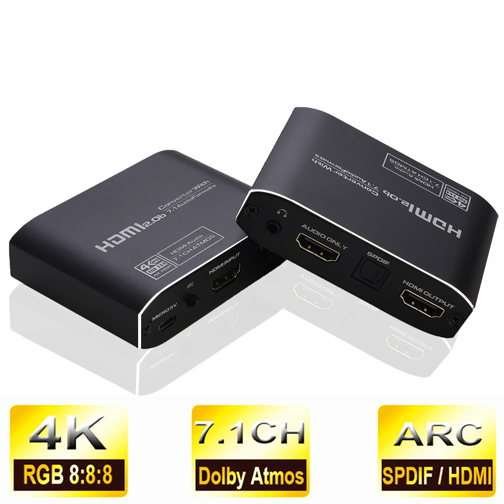 

4K 60 Гц HDMI 2.0b преобразователь HDMI аудио экстрактор с Dobly 7,1 атмосферы объемный канал поддержка HD-MI to оптический TOSLINK SPDIF
