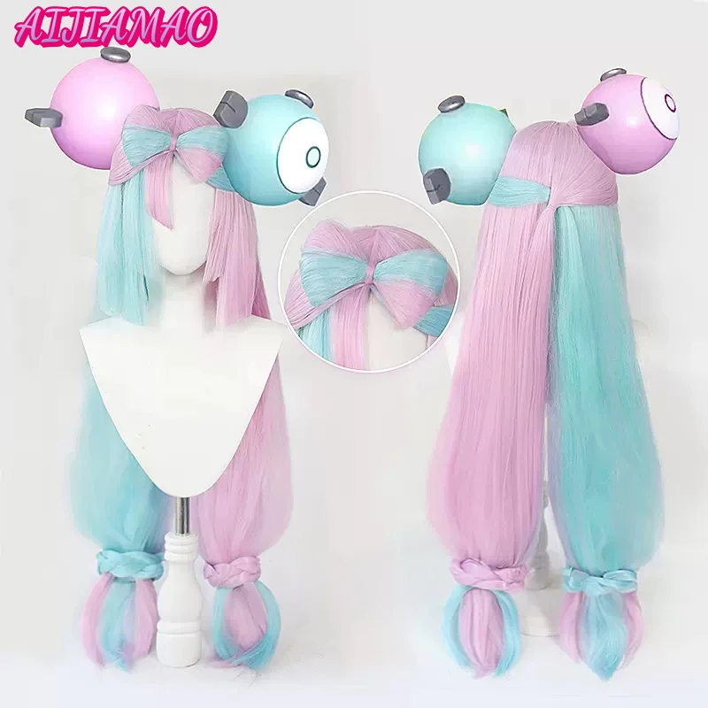 

Парик для косплея аниме алай и фиолетовый Ионо, длинный термостойкий синтетический парик зеленого и розового цвета для Хэллоуина, искусственный парик + шапочка для парика