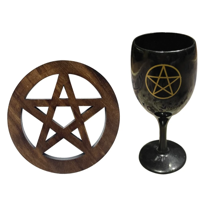 Круглая звезда внутри деревянных подставок коврик для чайника чашка с принтом