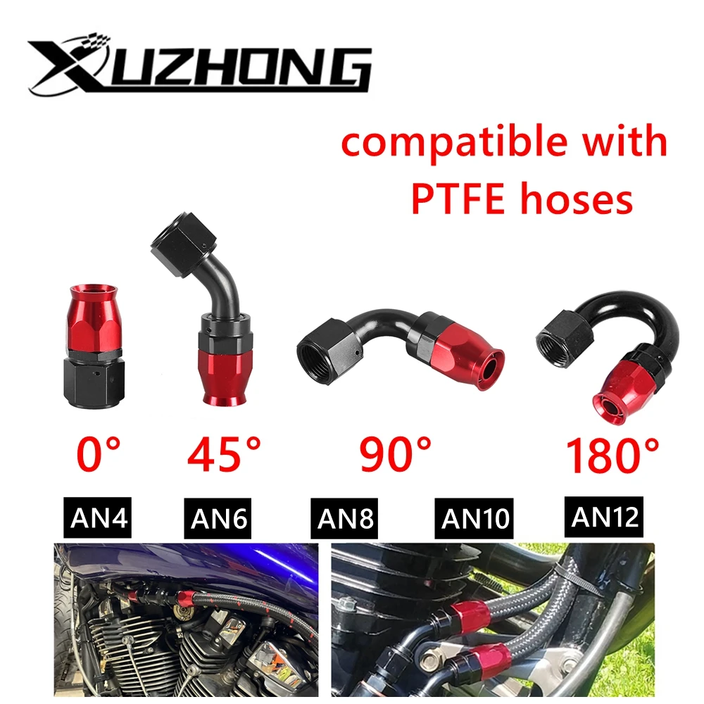 

Oil Fuel Swivel Hose End Fitting AN4/6/8/10/12 Straight 0°/45°/90°/180° Degree Adapter For Swivel PTFE Fitting