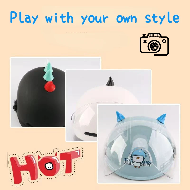 2 шт. автомобильные аксессуары мотоциклетный шлем милый угловой резиновый рог