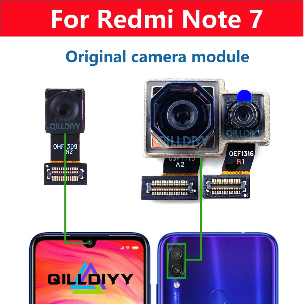 

Original For Xiaomi Redmi Note 7 Note7 Back Camera Rear Main Big Front Camera Module Wide Depth Selfie Facing Flex Cable Parts