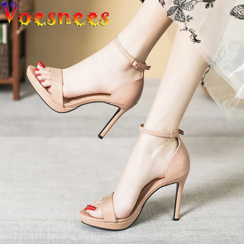 

Summer Temperament Versatile High Heels 10CM Party Dress Shoes For Women Office Sandals Nude Color Thin Band Sexy Ladies Pumps