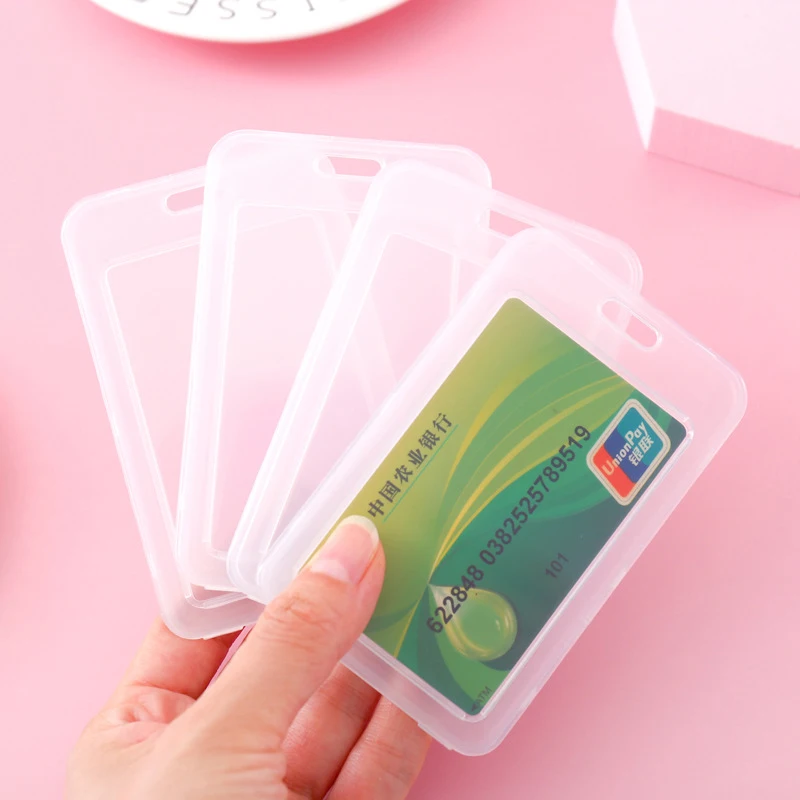 

1pc Simple Transparent Plastic Name Card Cover Bank Card Holder Name Card Cover Office Accessories