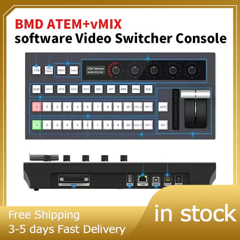 

Helian blackmagic atem and vmix software 12 channel multiformat video switcher mixer broadcast live streaming studio equipment