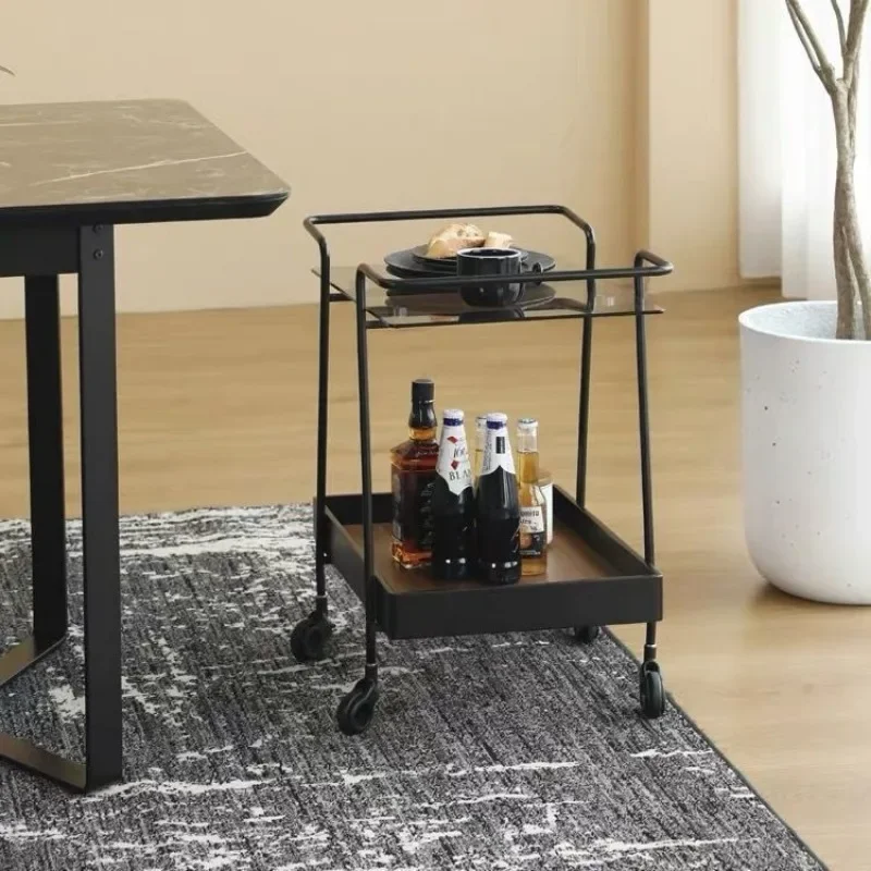 Маленькая тележка бытовой светильник роскошная стойка для хранения передвижная