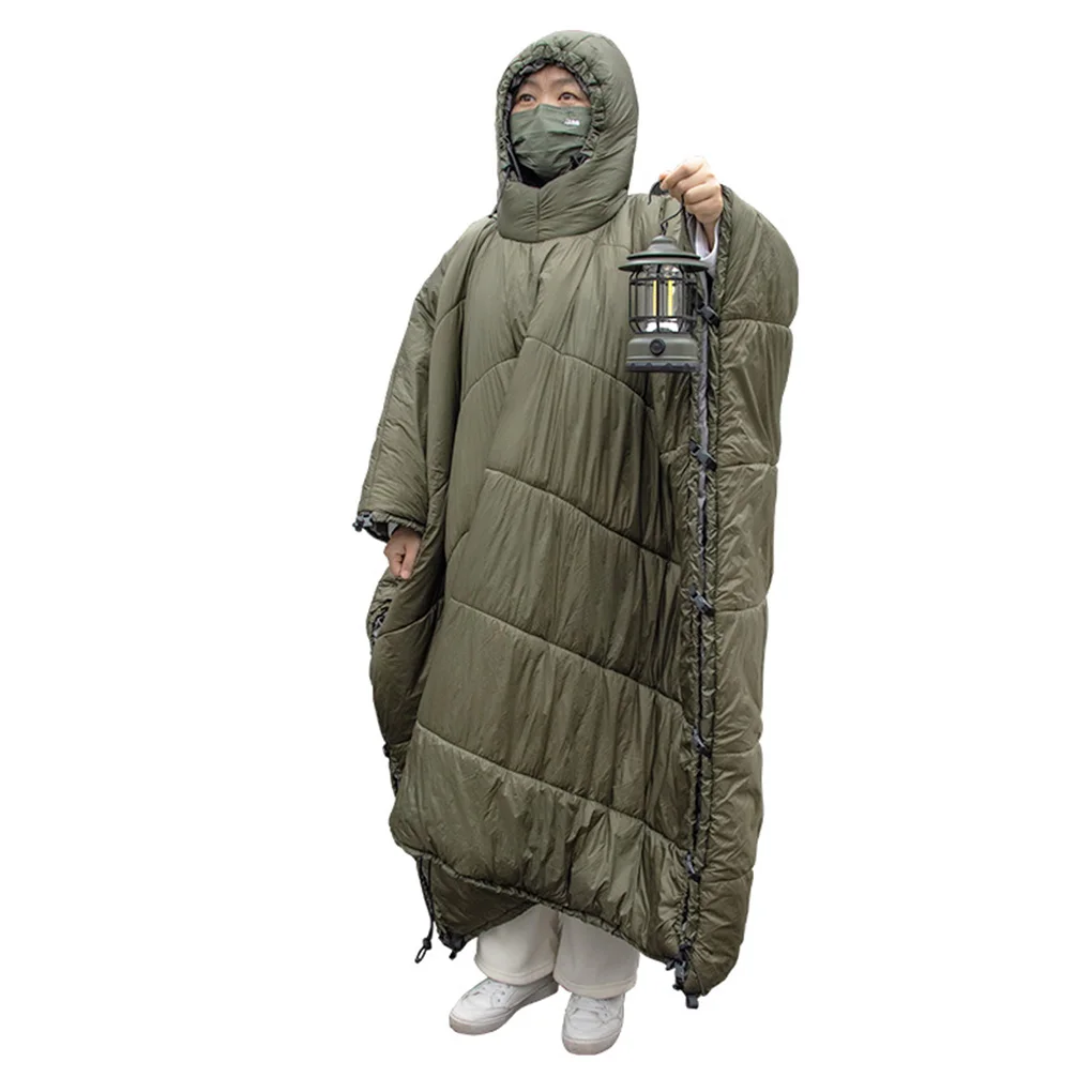 

Hammock Sleeping Bag Winter Warm Hooded Cloak Blanket Poncho Men Women
