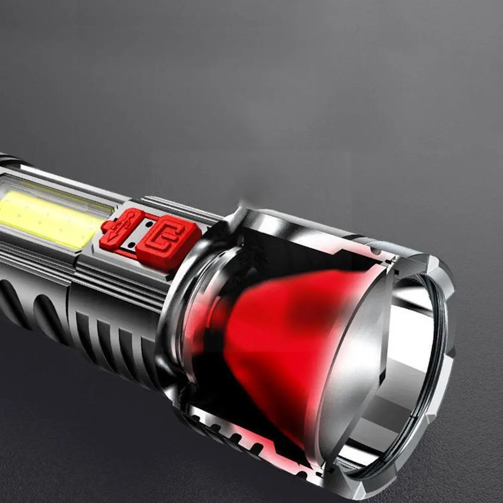 

Портативный супер яркий светодиодный фонарик, тактический фонарик с перезаряжаемой батареей, Usb-лампа, водонепроницаемый W2z2