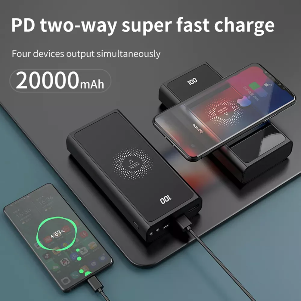 2023New FLOVEME 20000mAh Power Bank PD22.5W Fast Charging USB Type C Portable Extrenal Battery Charger 15W Wireless Charger Powe