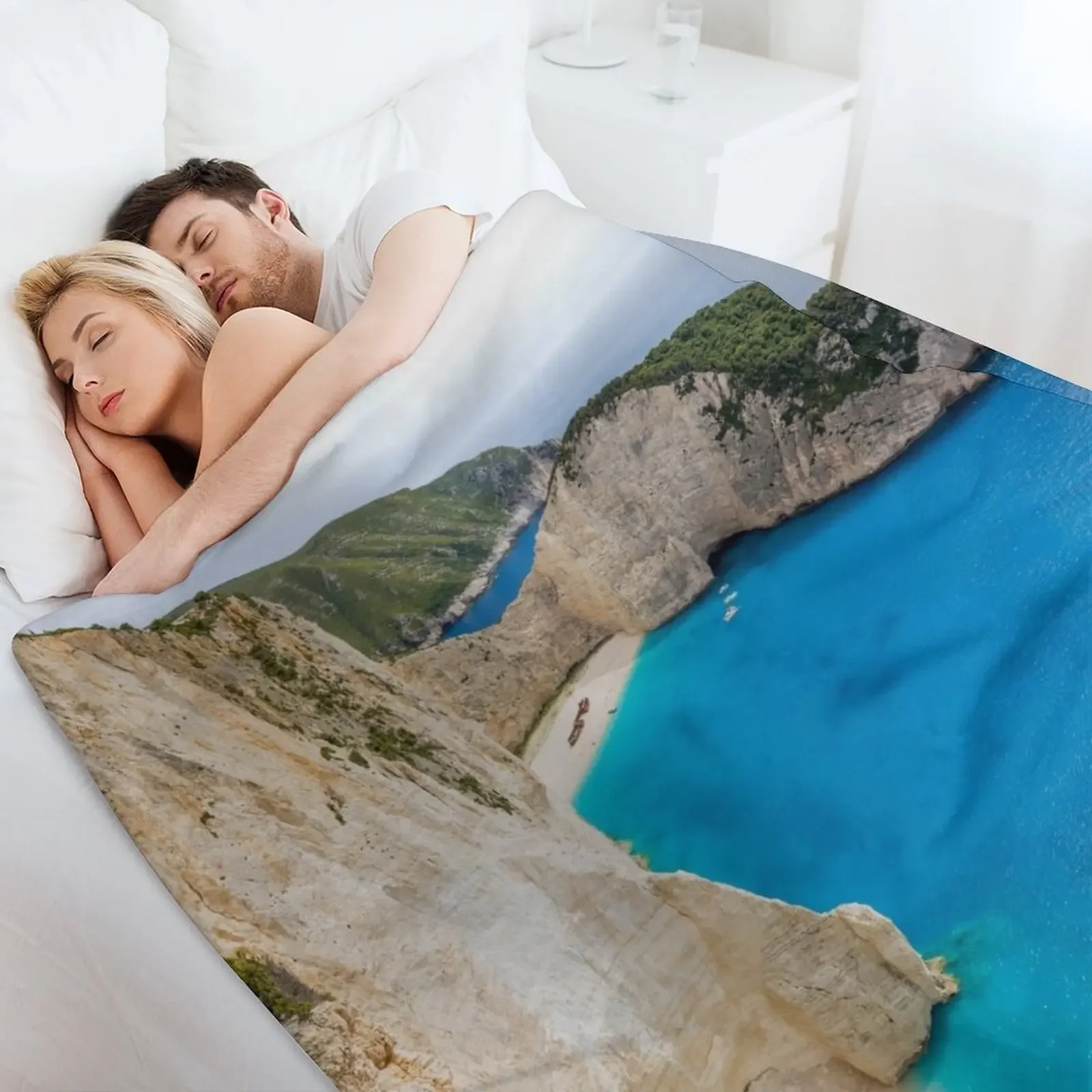 Роскошные утолщенные Дизайнерские пушистые одеяла с изображением гор и моря