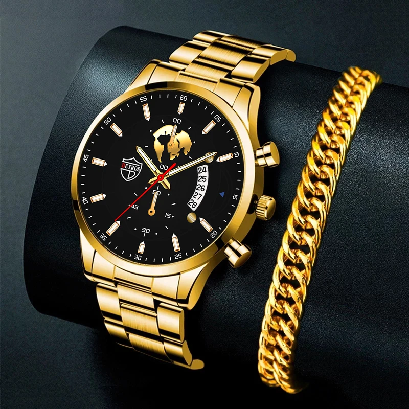

uhren herren Uhren für Männer Luxus Edelstahl Quarz Armbanduhr Kalender Mann Mode Business Casual Gold Armband Leucht Uhr Uhr