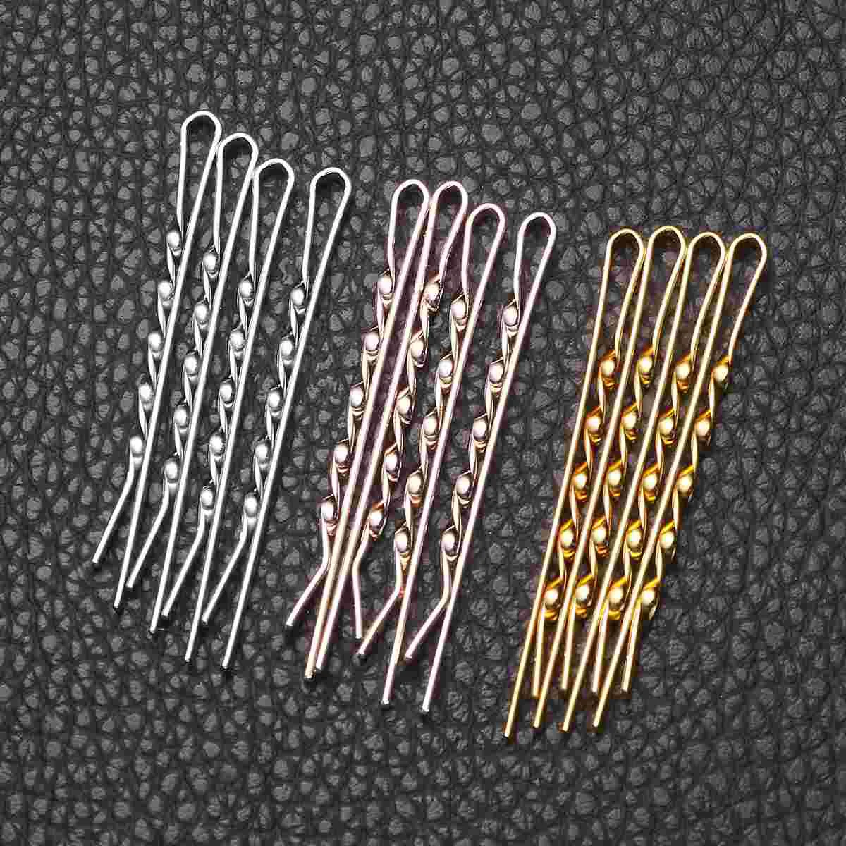 

72pcs Metal Hair Clips Twisty Bobby Hair Barrettes for Ladies Girls (Golden, Rose Gold and White K for Each 24pcs)