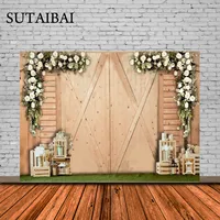 Pring Wedding Backdrop Rustic Floral Flower Wood Wall Backdrop Bridal Shower Reception Ceremony Photography Background