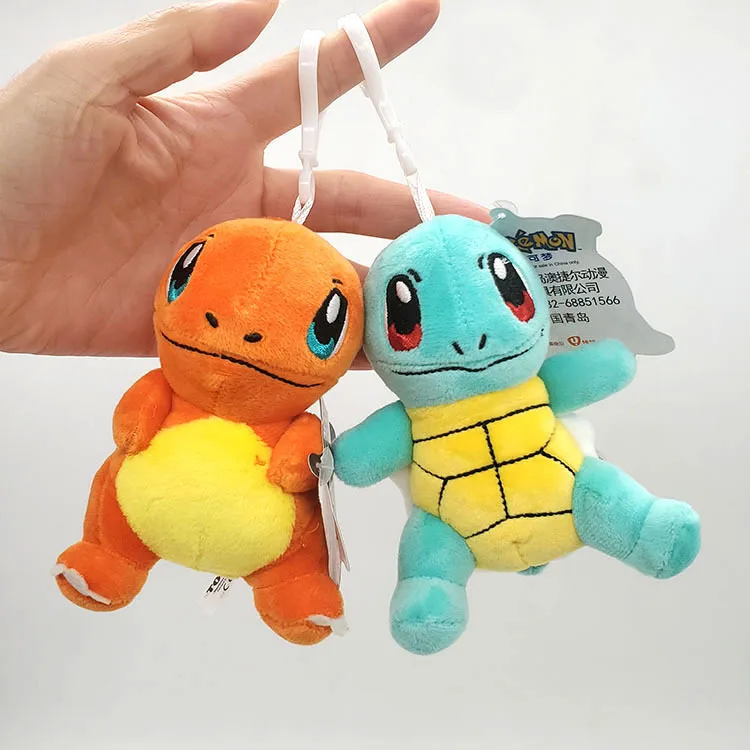 

10cm 10pcs/Lot TAKARA TOMY Pokemon Squirtle Charmander Psyduck Pikachu Plush Toys Pendants Soft Stuffed Cartoon Doll Key Chains