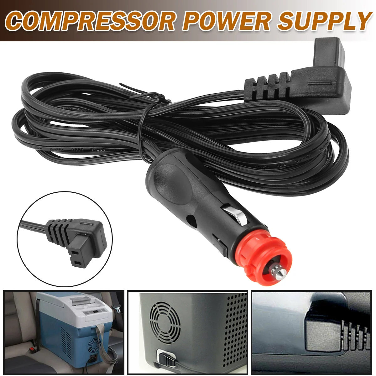 

Pohiks 1pc 2M 12V Cigarette Plug Fridge Adaptor Cable Refrigerator Compressor Extension Power Cables For Car