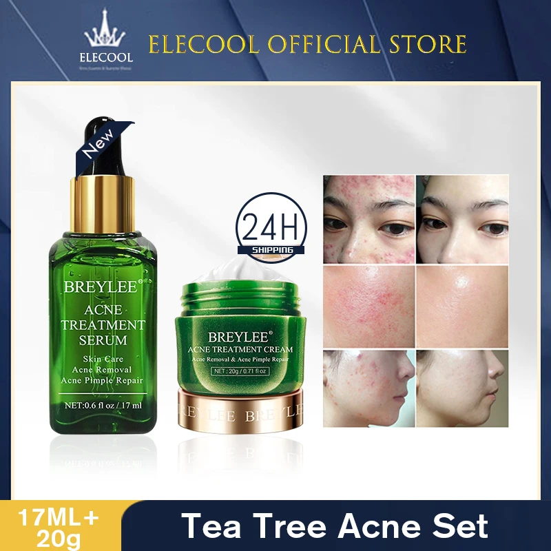 

Tea Tree Acne Serum+Cream Kit Acne Solution Set Spots Pimple Removal Face Cleanser Oil Control Repair Acne Scars Cream