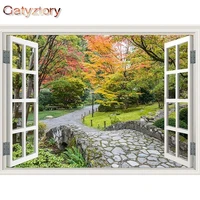 gatyztory paint by numbers diy oil painting by numbers on canvas outside window scenery 60x75cm frameless number painting decor