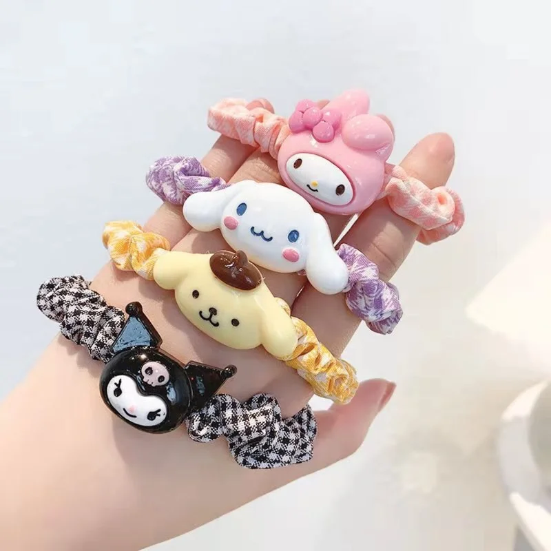 

New hair tie Newlolita sanrioed KT cat mymelody kuromi cinnamoroll pompom purin head rope anime characters cute girl hair tie