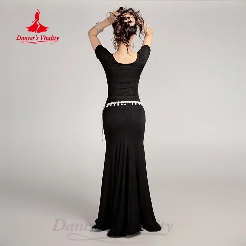 Фото Одежда для тренировок BellyDance для женщин, удобное и элегантное модальное платье «рыбий хвост», профессиональная тренировочная одежда для танца живота №5